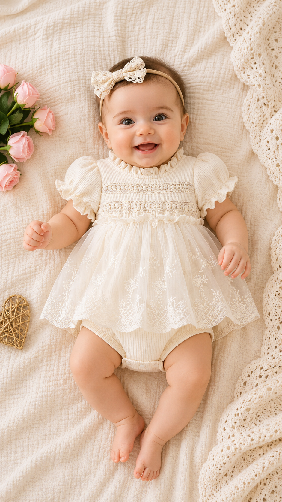 Soft & Breathable - Premium Baby Girl Party Romper Dress