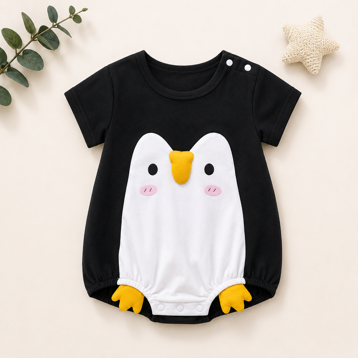 Soft & Breathable - Baby & Toddler - Baby Penguin Romper Black