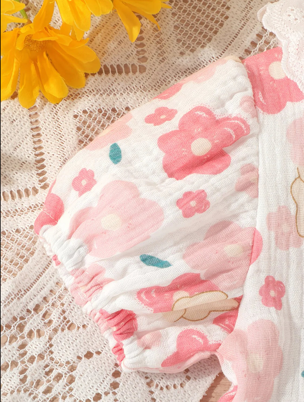 Soft & Breathable - Trendy Pink Floral Cotton Baby Girl Romper