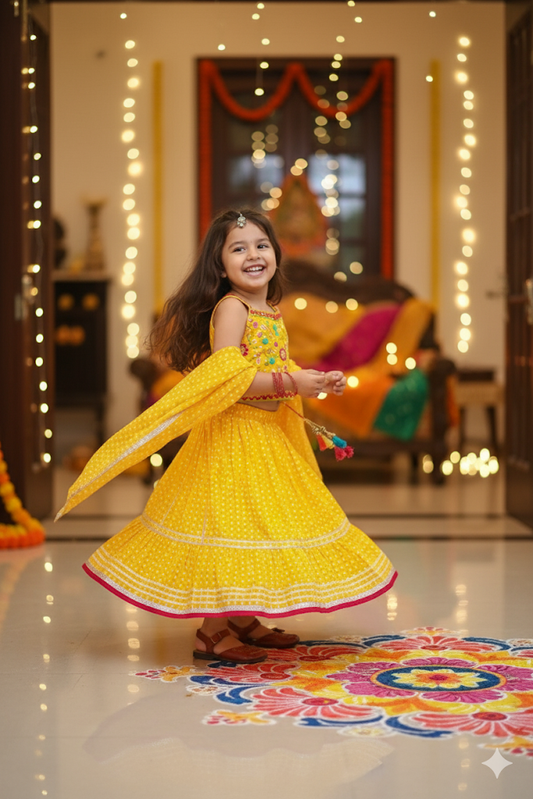 Girls Soft & Comfortable Chaniya Choli - Yellow