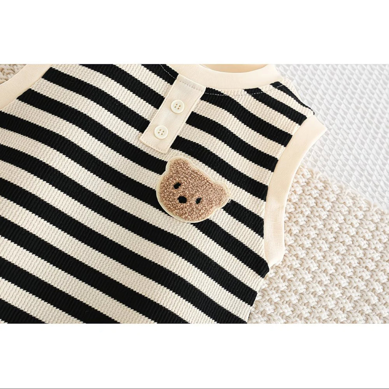 Soft & Breathable - Baby & Toddler - Elegant Baby Bear Striped Sleeveless Romper