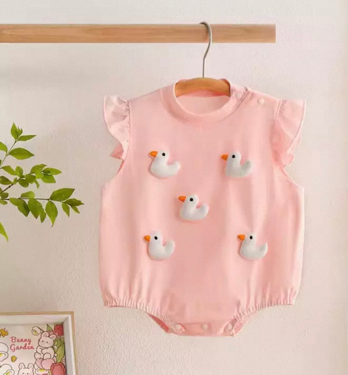 Soft & Breathable - Baby Girl 3D Duckling Romper