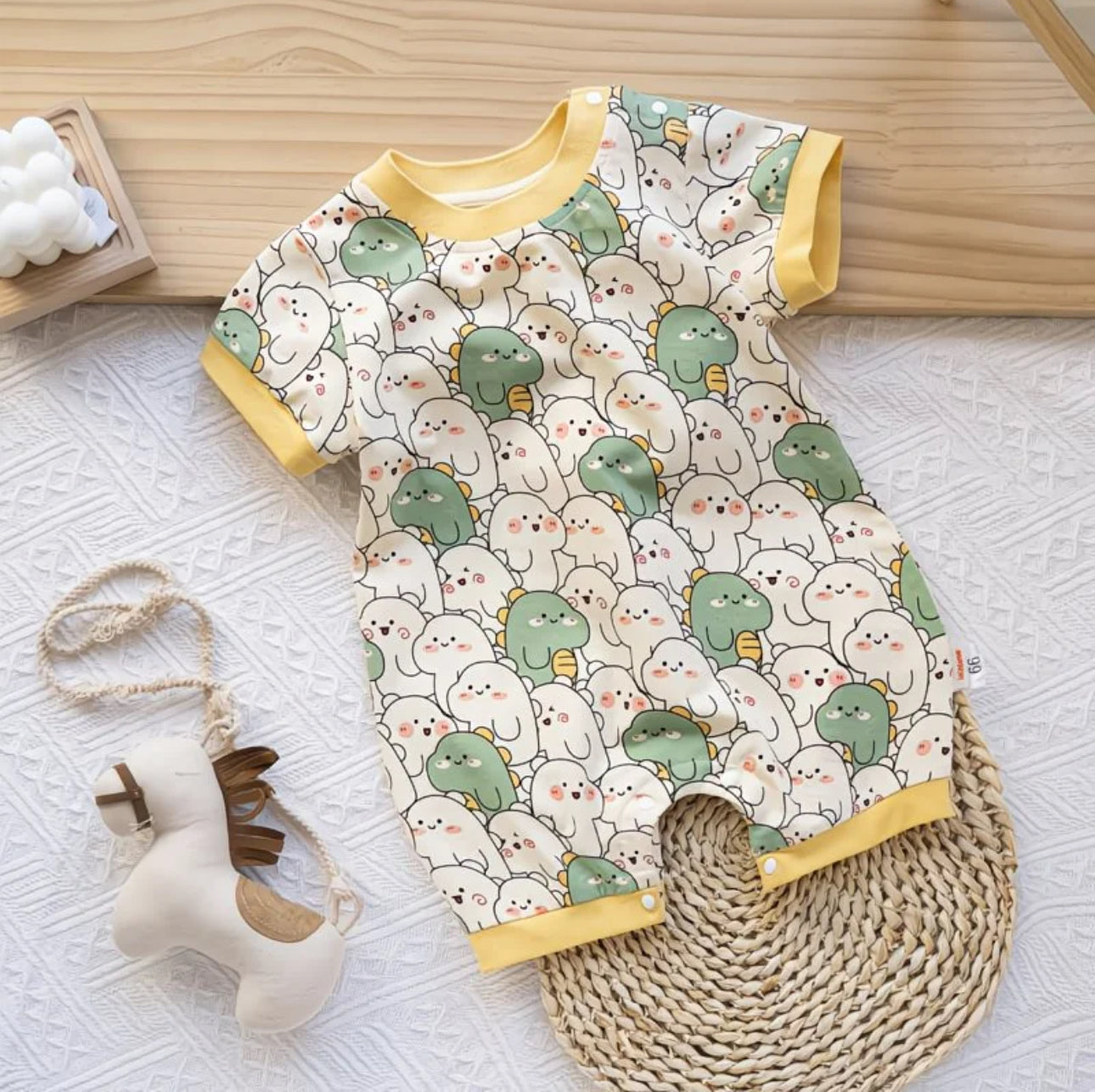 Soft & Breathable - Dino Pals Short Sleeve Romper
