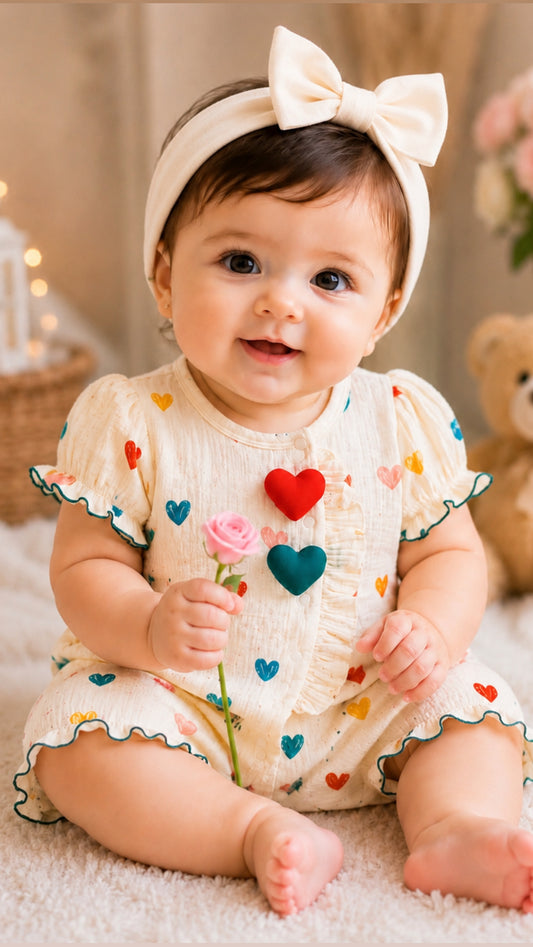 Soft & Breathable - Baby & Toddler -  Heart Romper 3D
