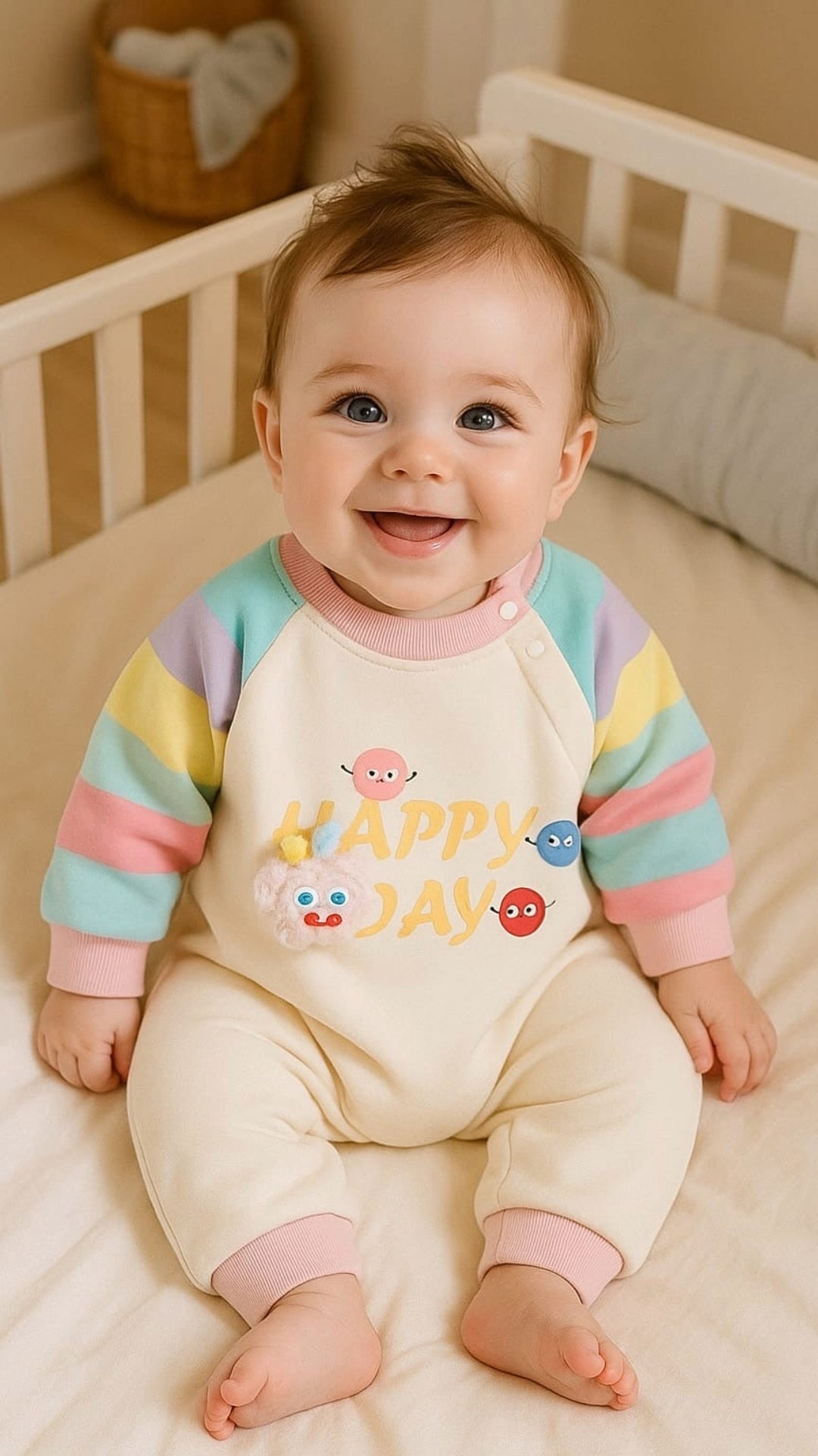 Trendy Soft & Breathable - Baby & Toddler - Full Bodysuit 3D - Happy