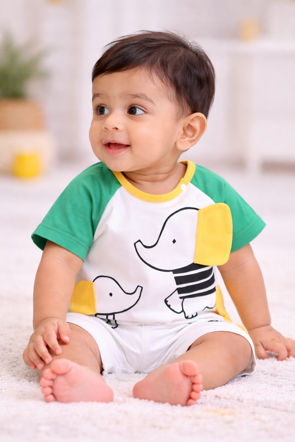 Soft & Breathable Baby & Toddler Bodysuit - baby & mommy elephant