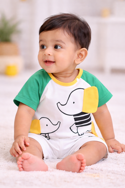 Soft & Breathable Baby & Toddler Bodysuit - baby & mommy elephant