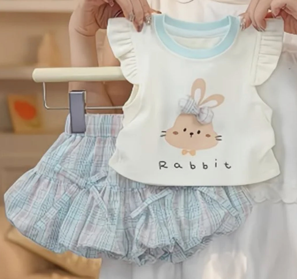 Trendy Girls Stylish Rabbit Summer Co-Ord Set