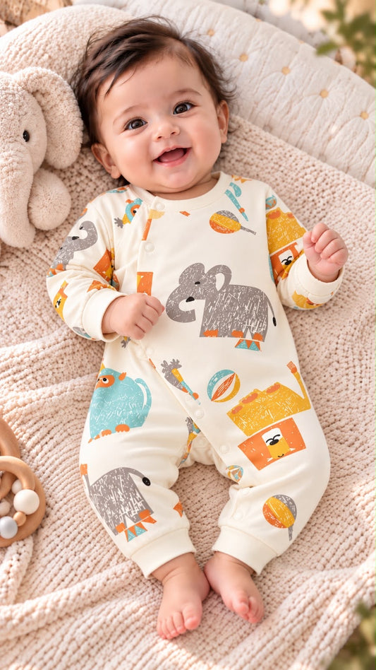 Soft & Breathable - Baby & Toddler - Little Safari Adventures – Soft Cotton Full Sleeve Baby Romper