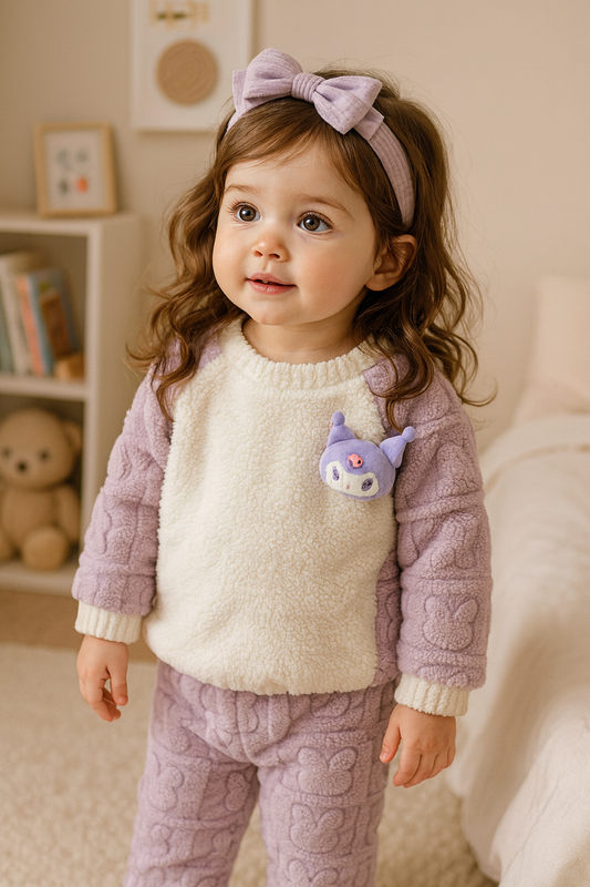 Girls Soft Cute & Cozy 3D Co-ord Set - Labubu