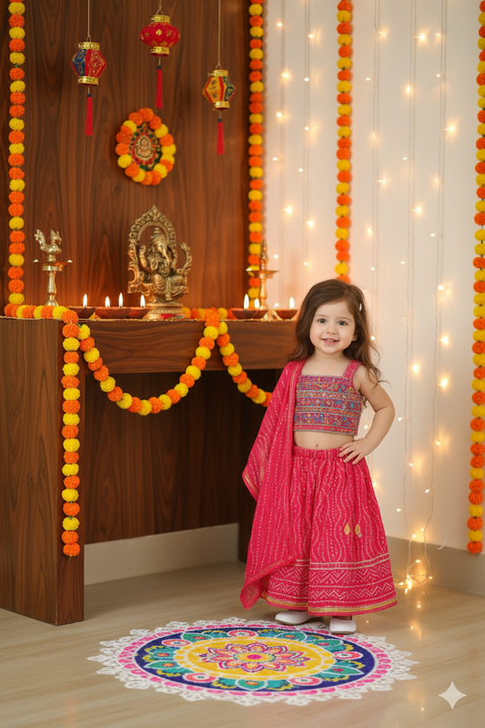 Girls Soft & Comfortable Chaniya Choli - Pink