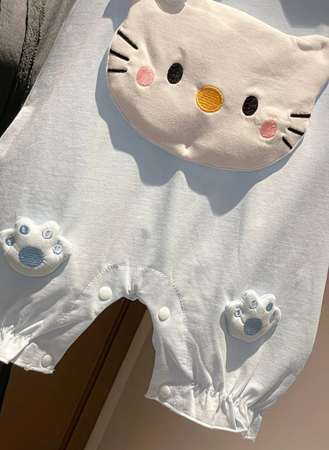 Soft & Breathable - Baby & Toddler - Plushy 3D Hello Kitty Romper - Pastel Blue