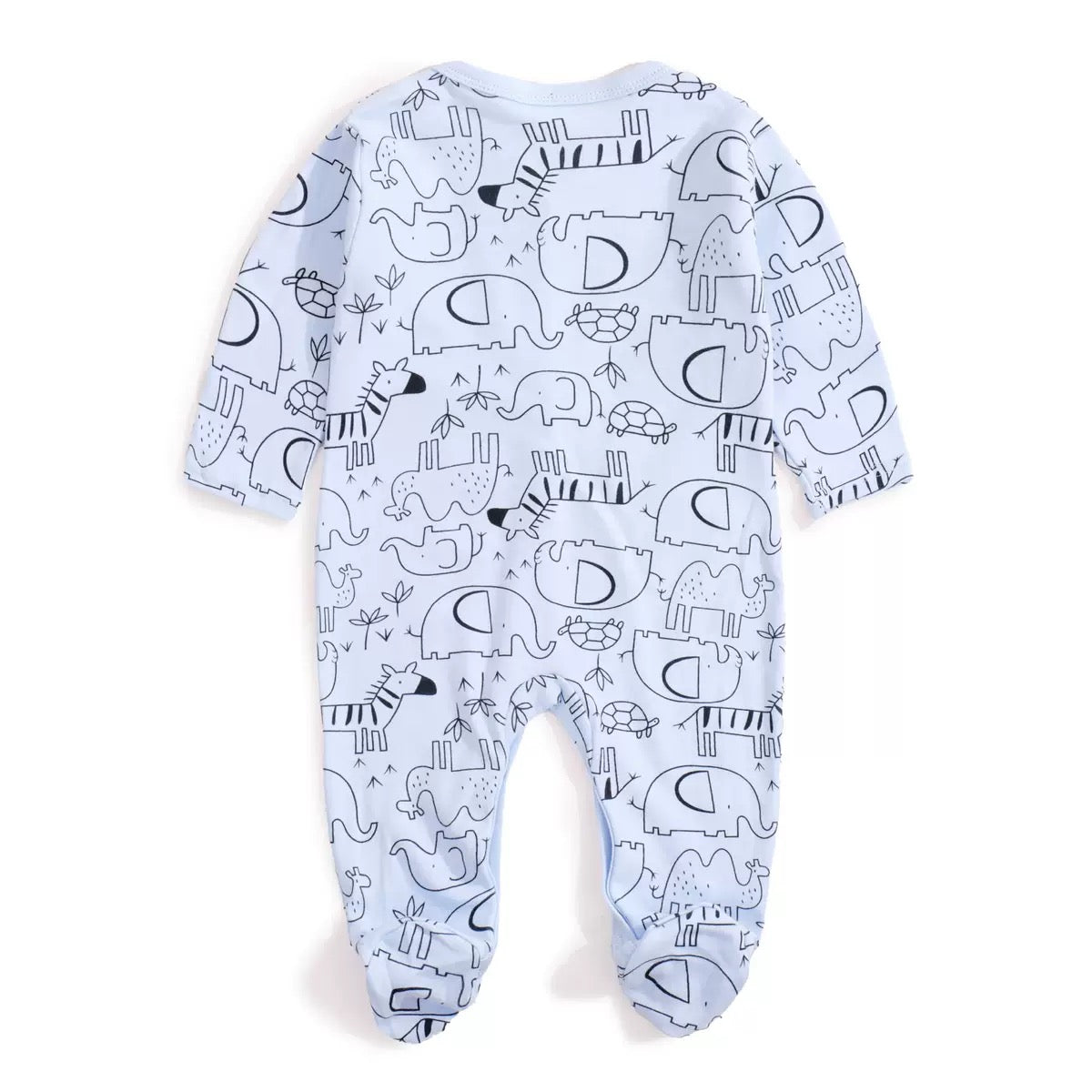 Soft & Breathable - Baby & Toddler - Baby Elephant & Safari Print Full-Sleeve Sleepsuit