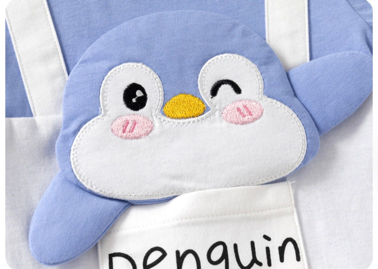 Soft & Breathable - Baby & Toddler - 3D Penguin Plushy Romper Blue