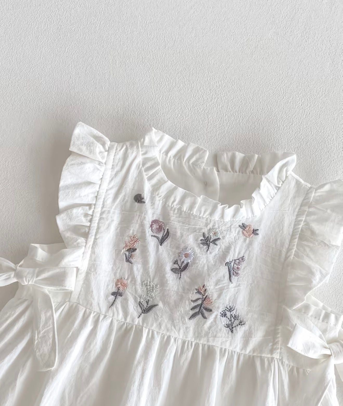 Soft & Breathable - Baby & Toddler - 100% Organic Cotton White Floral Embroidered Baby Girl Romper
