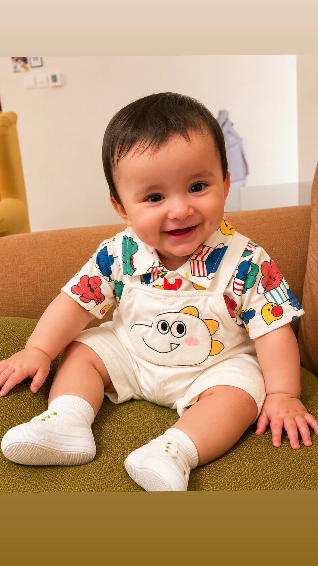 Soft & Breathable - Baby & Toddler - Baby Boy Cartoon Printed Shirt Romper
