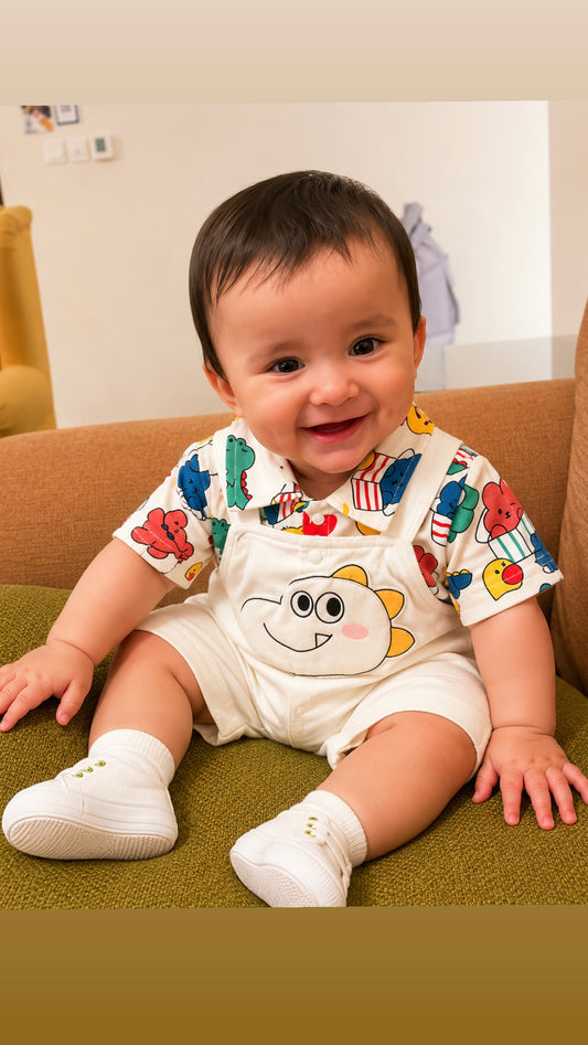 Soft & Breathable - Baby & Toddler - Baby Boy Cartoon Printed Shirt Romper