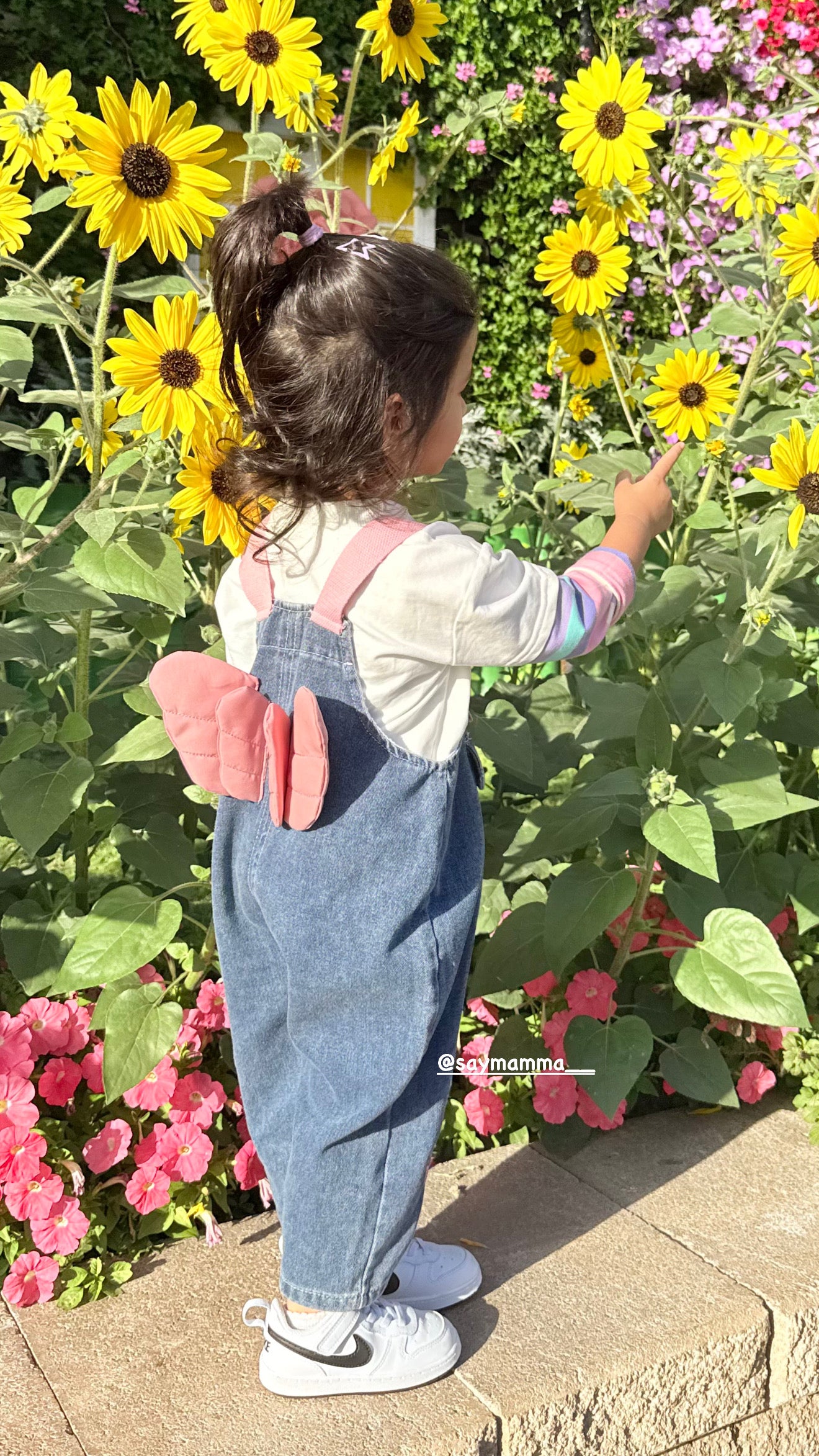 Denim Love - Girls Printed Soft Denim Dungaree with T-Shirt