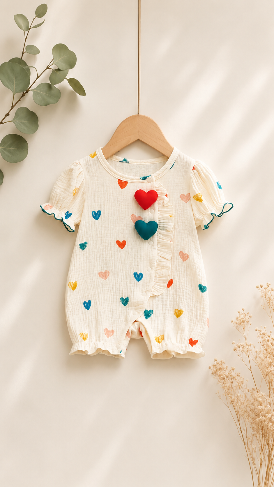Soft & Breathable - Baby & Toddler -  Heart Romper 3D