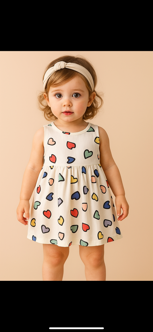 Trendy Girls Soft & Breathable Summer Dress - Heart