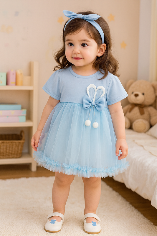Girls Princy Soft Flare Dress - Blue