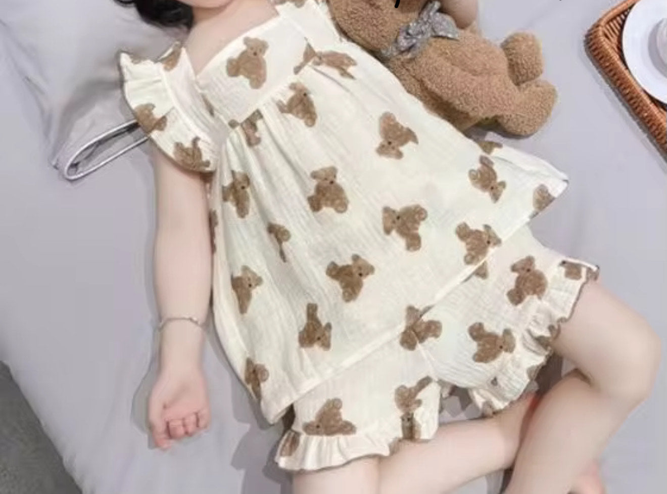 Trendy Girls Short Co-ord Set - Bear