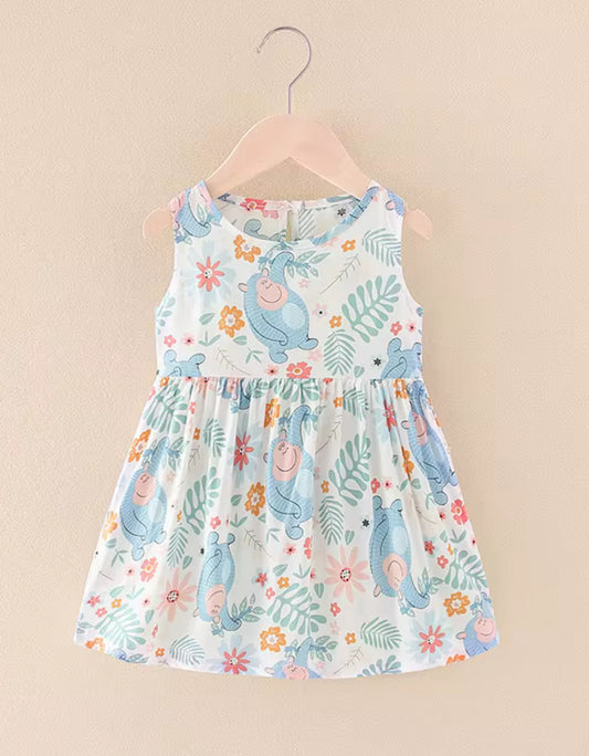 Trendy Girls Soft & Breathable Summer Dress - Forest