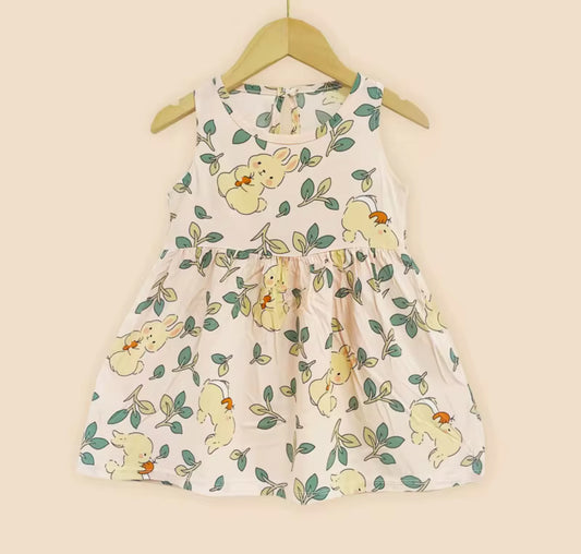 Trendy Girls Soft & Breathable Summer Dress - Rabbit