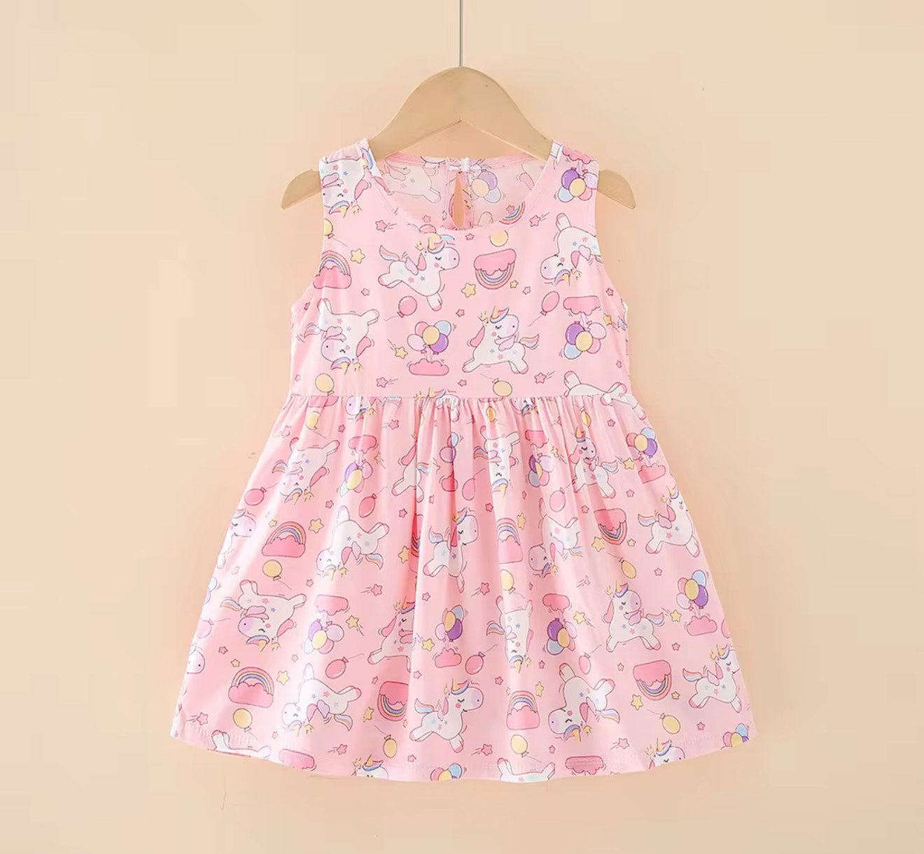 Trendy Girls Soft & Breathable Summer Dress - Unicorn