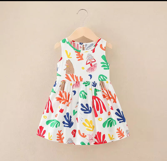 Trendy Girls Soft & Breathable Summer Dress - Multicolor