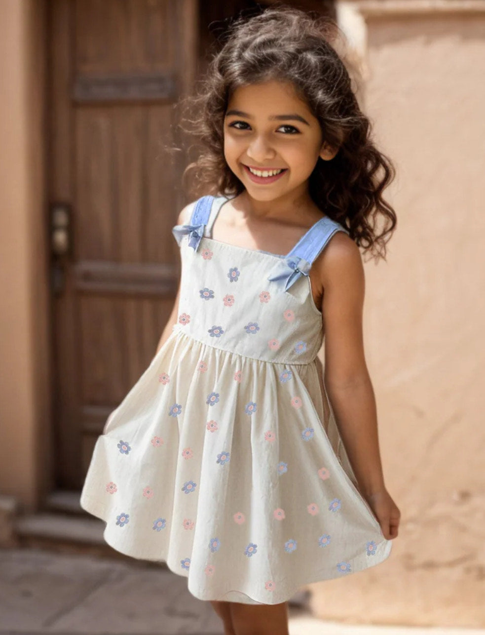 Trendy Girls Printed Fit & Flare Dress