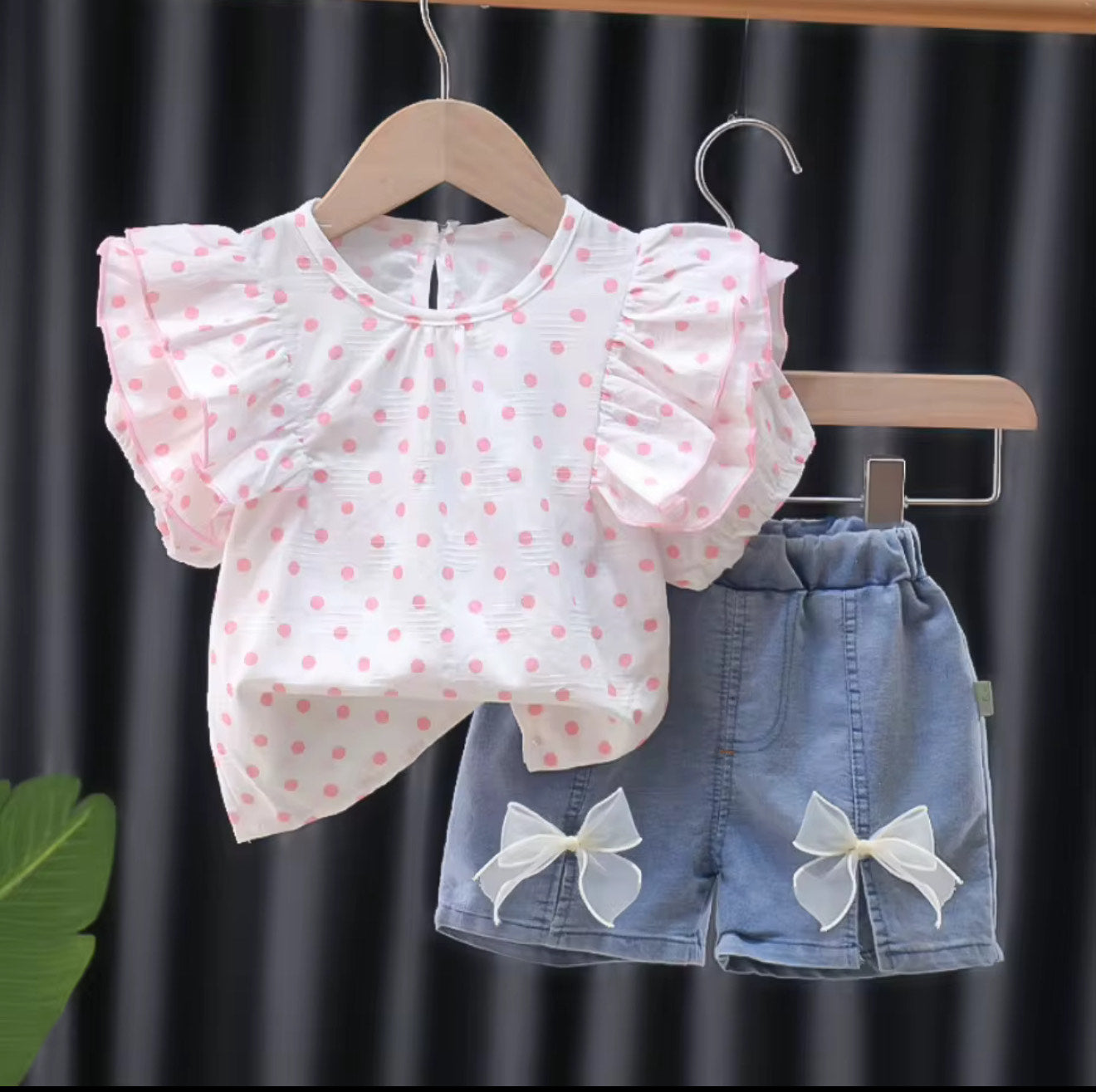 Trendy Kids Printed Fit & Flare Top with Denim Shorts